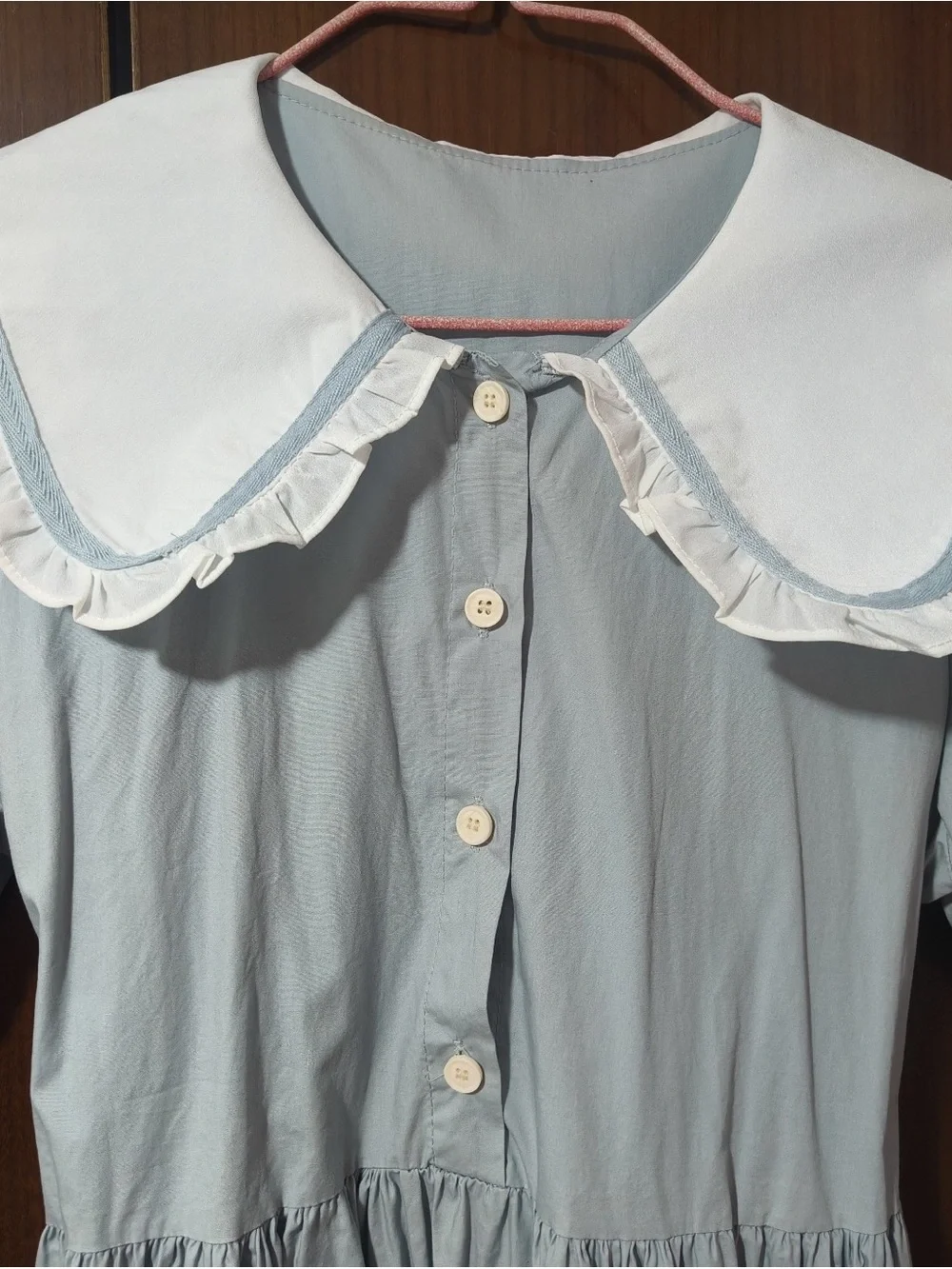 Girls Light Blue Dress with Peter Pan Collar